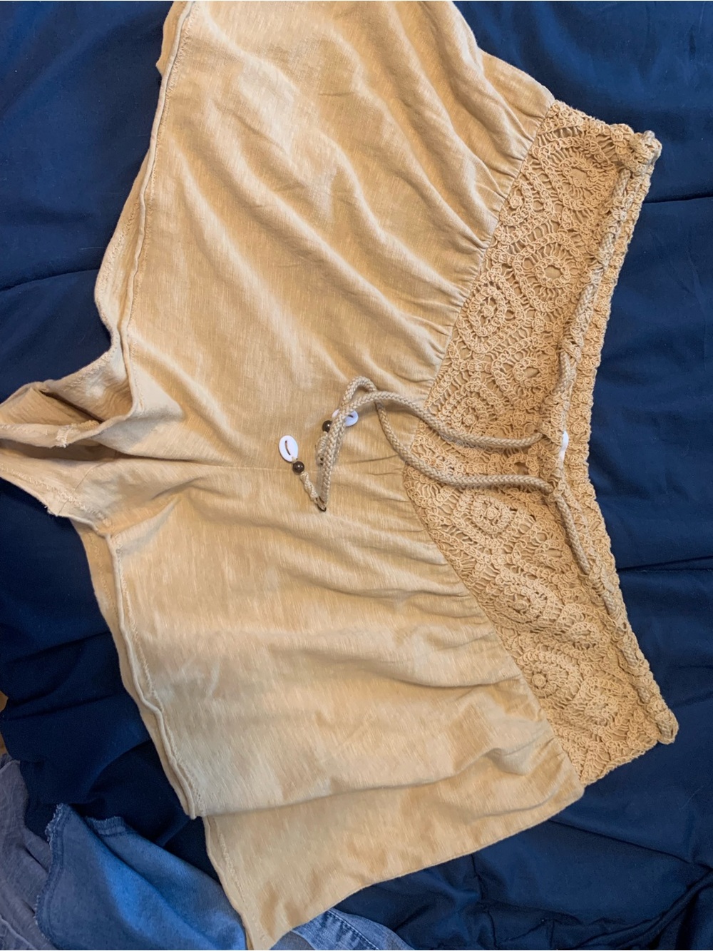 aerie Crochet Waistband Lounge Shorts - Light Tan